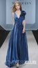 Riva |Long Royal Blue Metallic Prom Dresses Websites With Deep V-neck A-Line 3D Flowers