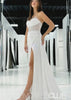 Phyllis |Metallic White Prom Dresses Near Me With Strapless Mermaid Beaded Corset Cape