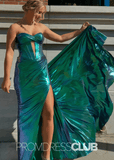 Rachel |Dark Green Metallic Long Prom Dresses Websites With Sweetheart Mermaid Corset Slit - Dark Green - PromDressClub