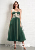 Salome |Green Long Prom Dresses Stores Near Me With A Line Strapless Puffy Tulle - Green - PromDressClub