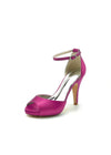 Stylish Navy Blue Satin High Heels Metallic Open Toe – Elevate Your Look with Stunning Colors! Color Fuchsia