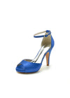 Stylish Navy Blue Satin High Heels Metallic Open Toe – Elevate Your Look with Stunning Colors! Color Royal Blue