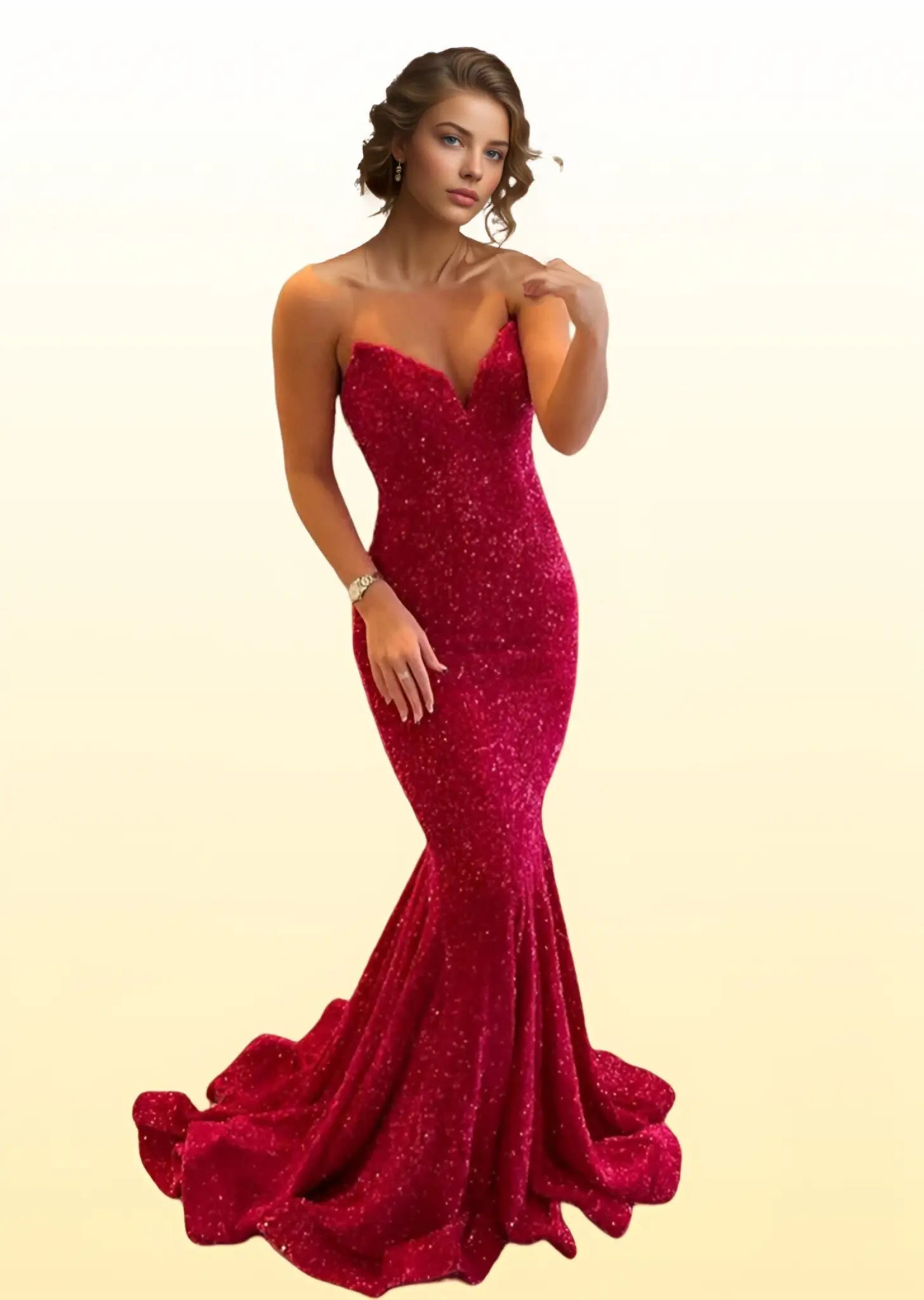 Frances |Trumpet/Mermaid Sweetheart Fuchsia Open Back Long Prom Dress with Sequins - Fuchsia - US0 - PromDressClub