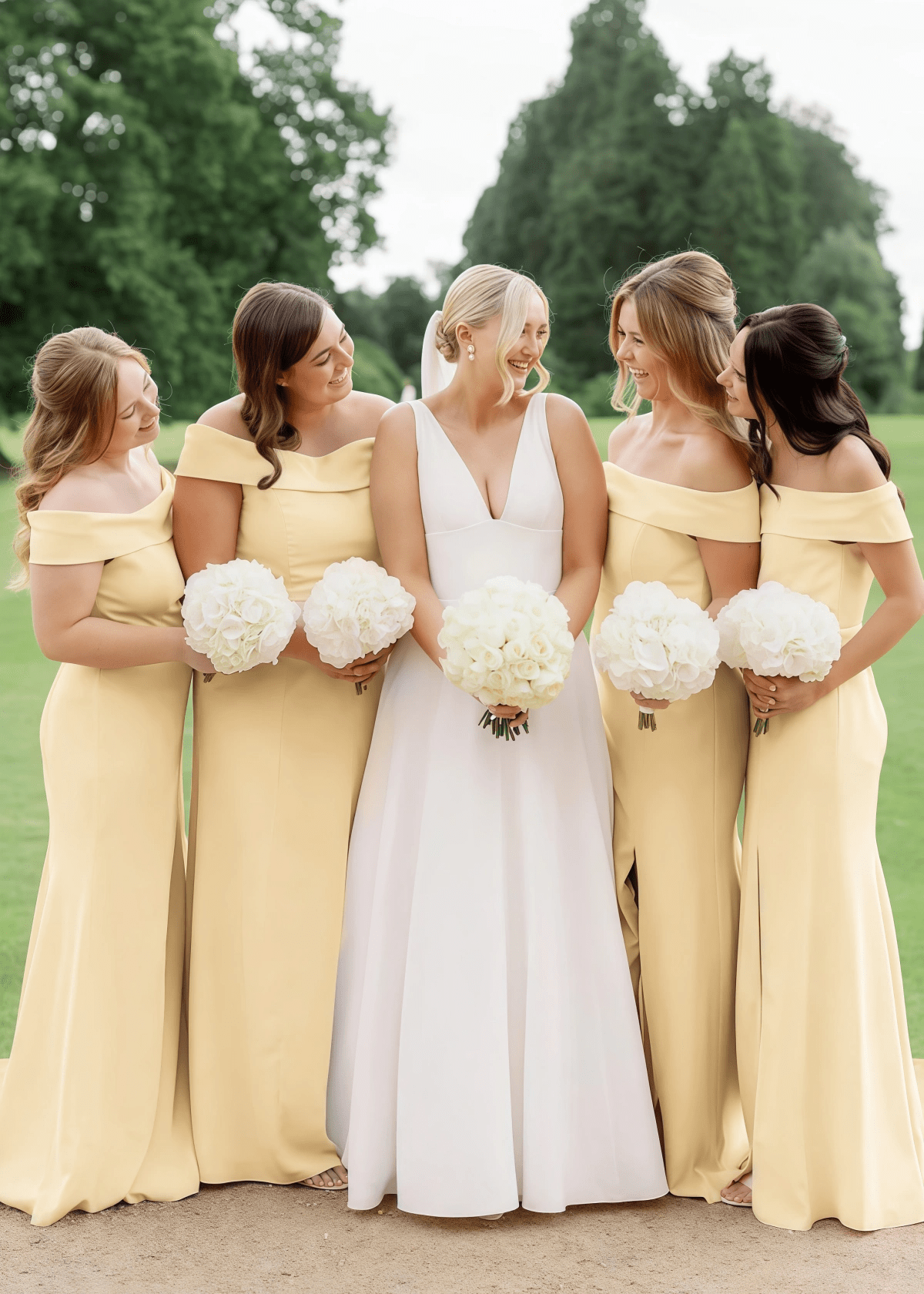 Victoria | Exquisite Sheath Light Pink Satin Maxi Bridesmaid Dress with Slit and Off the Shoulder - Yellow - PROMDRESS Club