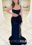 Viola |Dress for Prom Black Long Mermaid Gorgeous Scoop Neck Sequins with Slit - Black - PromDressClub