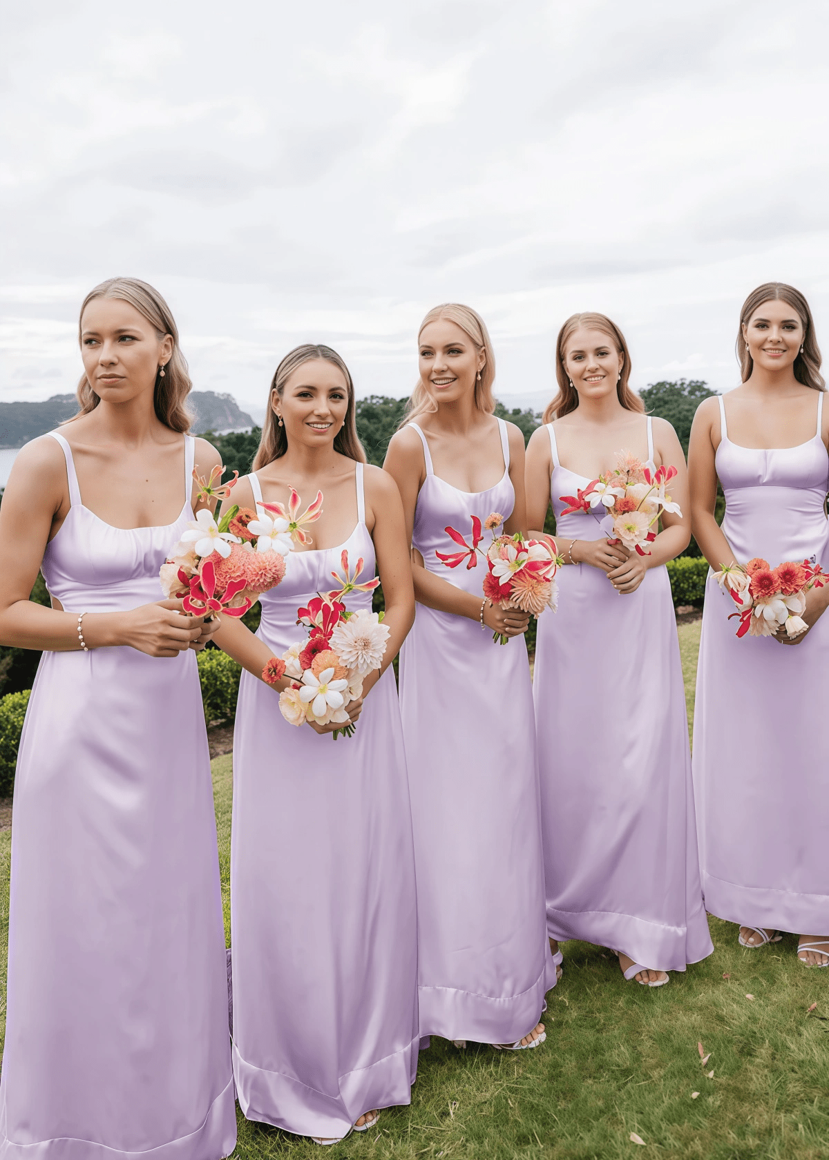 Violet | Simple Sheath Cutout Yellow Satin Maxi Bridesmaid Dress with Spaghetti Straps and Cowl Neck - Lavender - PROMDRESS Club