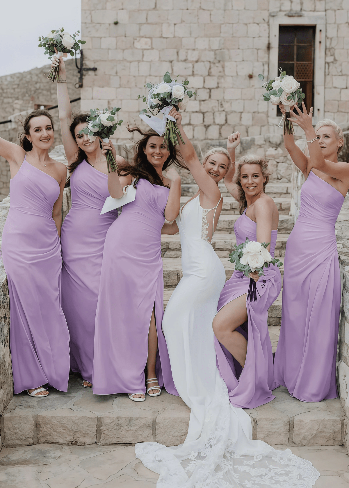 Zenobia | Chic Sheath Light Blue Chifon Maxi Bridesmaid Dress with Slit and One Shoulder - Lavender - PROMDRESS Club